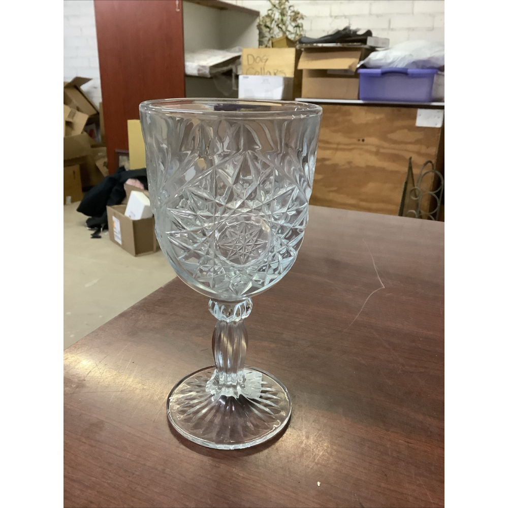 Vintage Libbey Hobstar Clear Glass Water Goblets Star of David